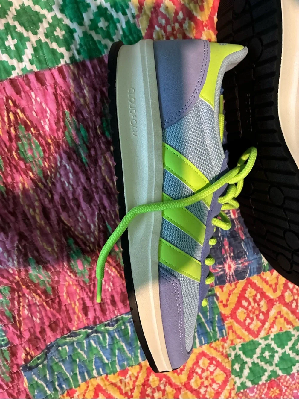 adidas Purple Sneakers with Neon Green Accents